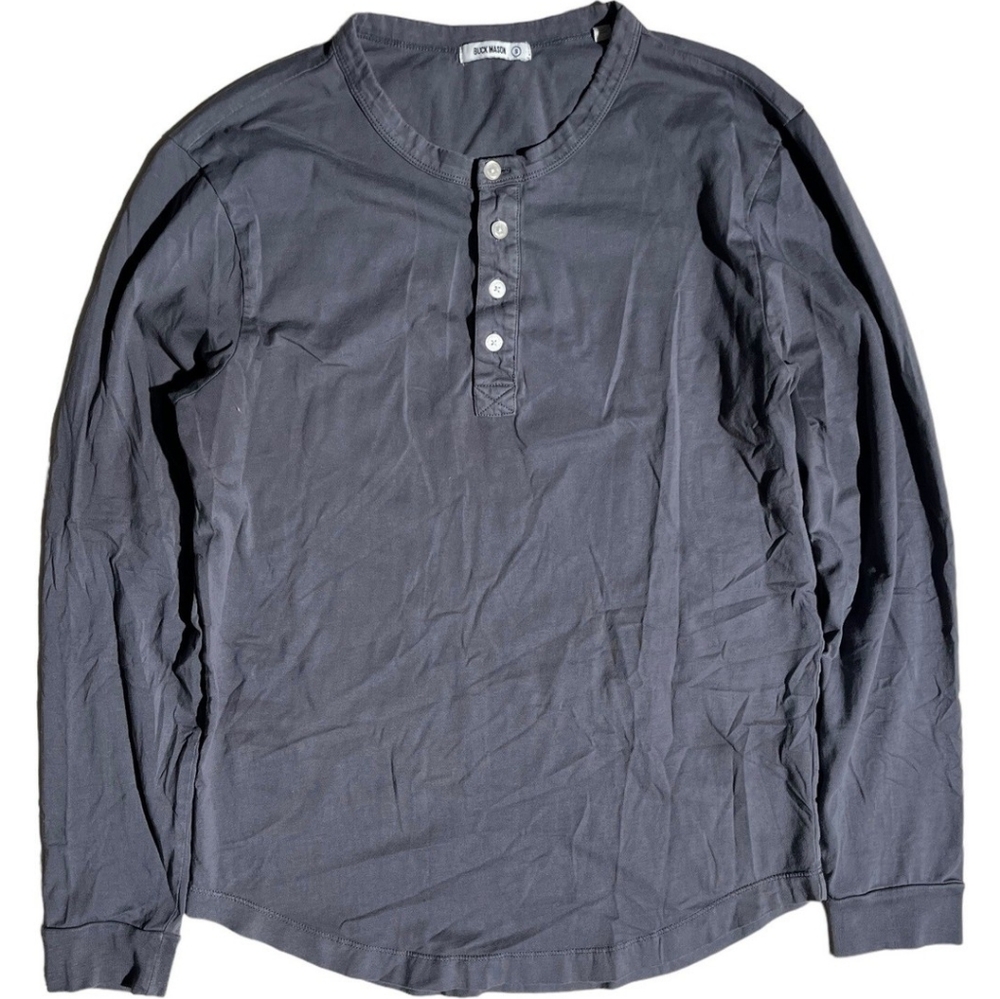 Buck Mason Long Sleeve Four Button Curved Hem Henley